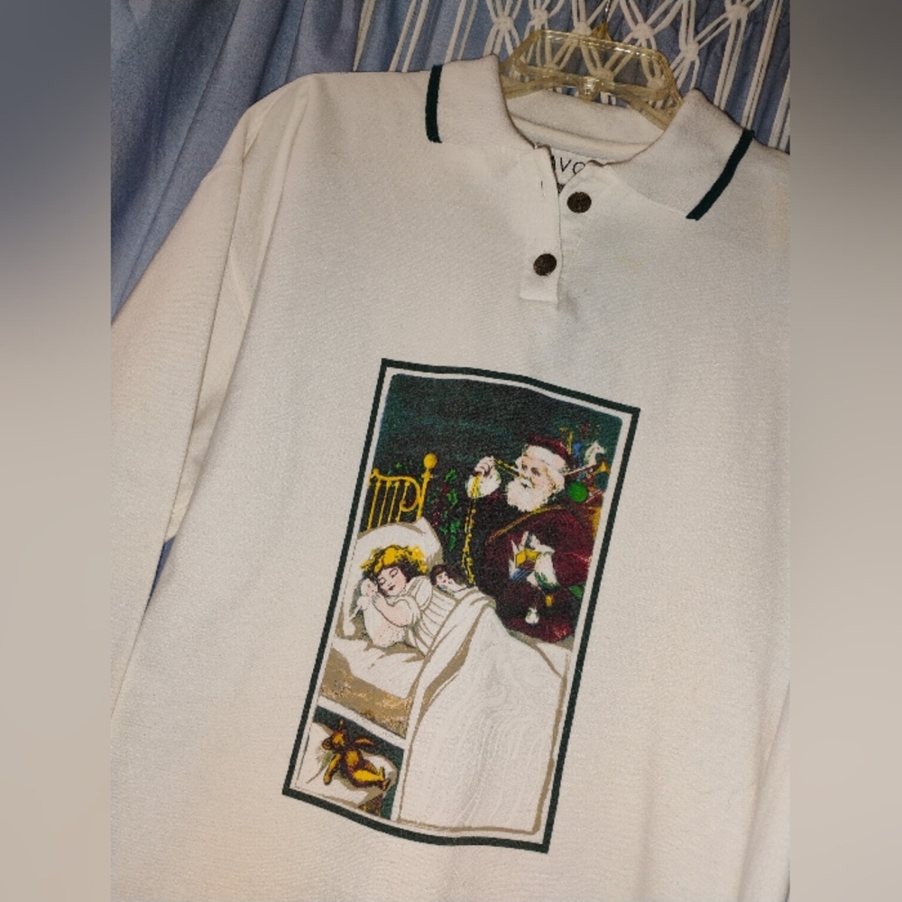 Vintage Santa Graphic Polo Sweatshirt